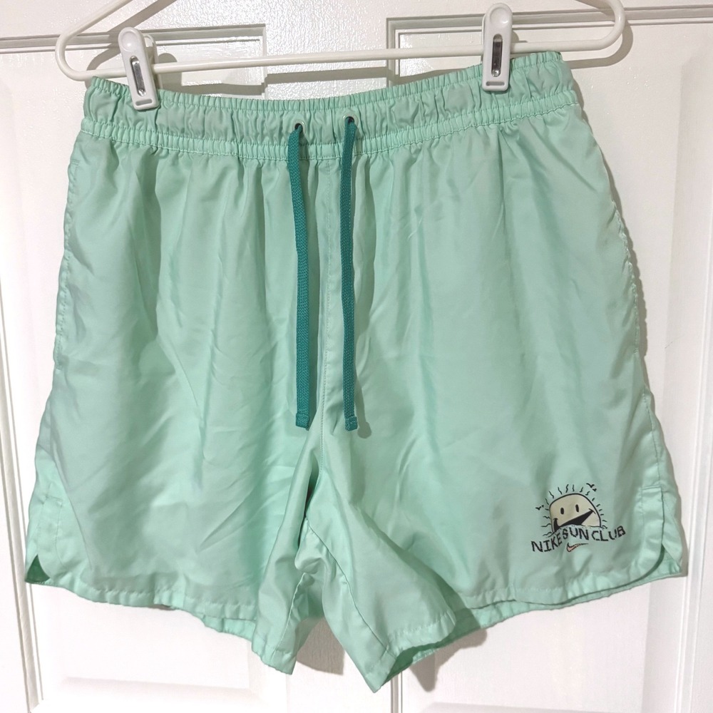 Nike Sun Club Mens Mint Green Swim Shorts Trunks Size M Mesh Lined 5 Inch Inseam